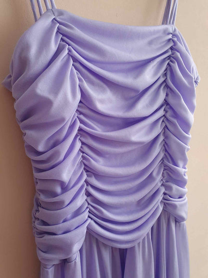 Vintage 1970s Lilac Midi Dress - Party Size 12 Fit & Flare