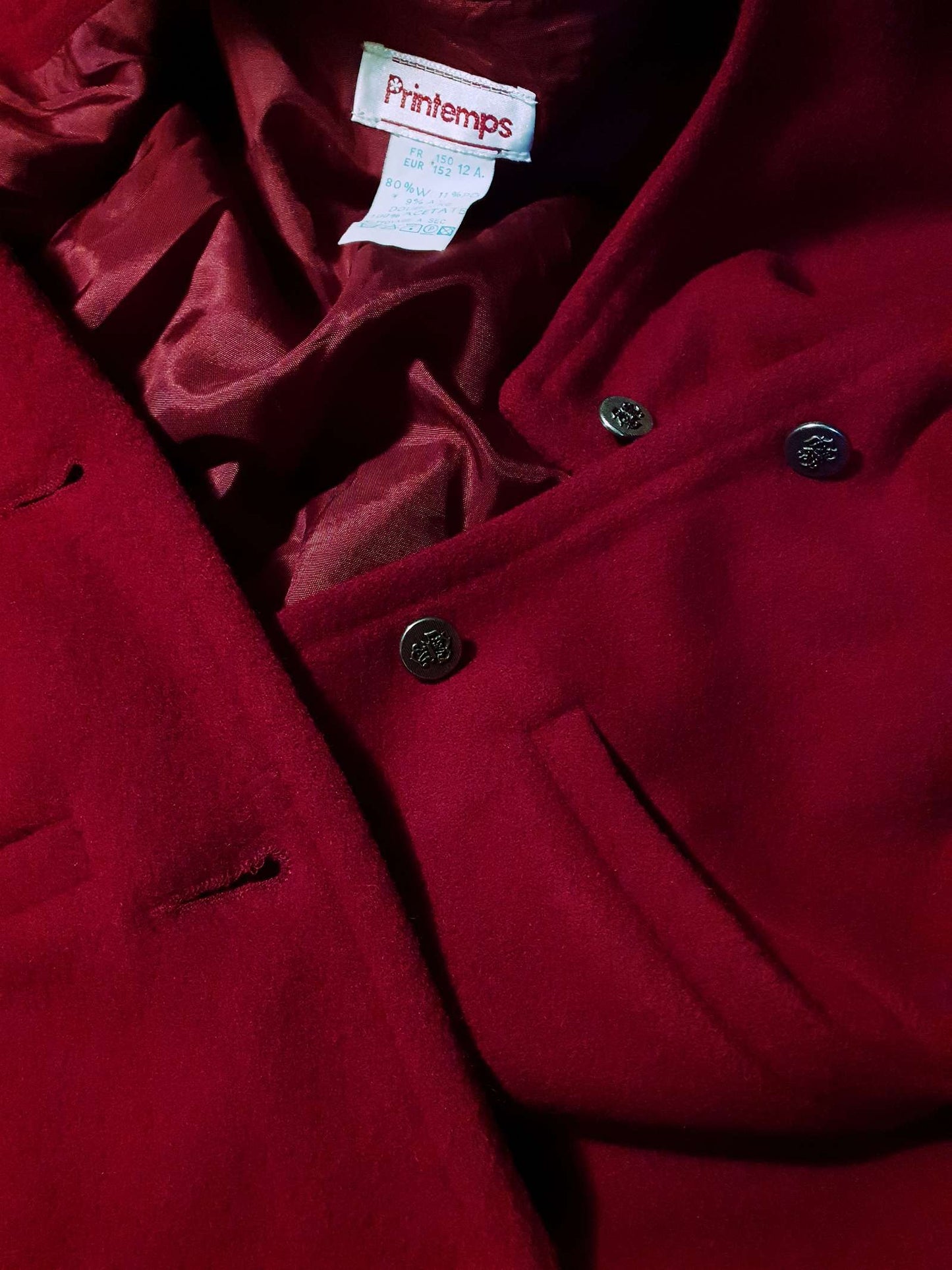 Vintage Red Wool Jacket - Size 12