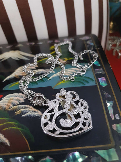 Vintage Filigree Rhinestone Heart Boho Pendant Necklace