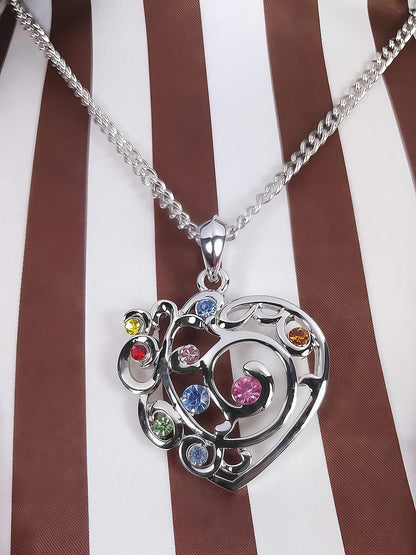 Vintage Filigree Rhinestone Heart Boho Pendant Necklace