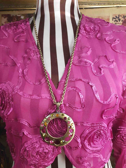 Vintage Boho Rhinestone Pendant Necklace Y2K Bohemian