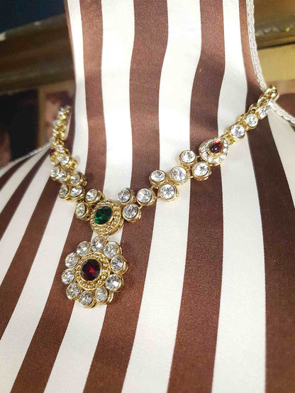 Vintage Rhinestone Necklace Earrings Set Demi Parure 1980s