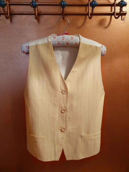 Cool Vintage 1990s Striped Yellow Waistcoat vest - Size 8/10