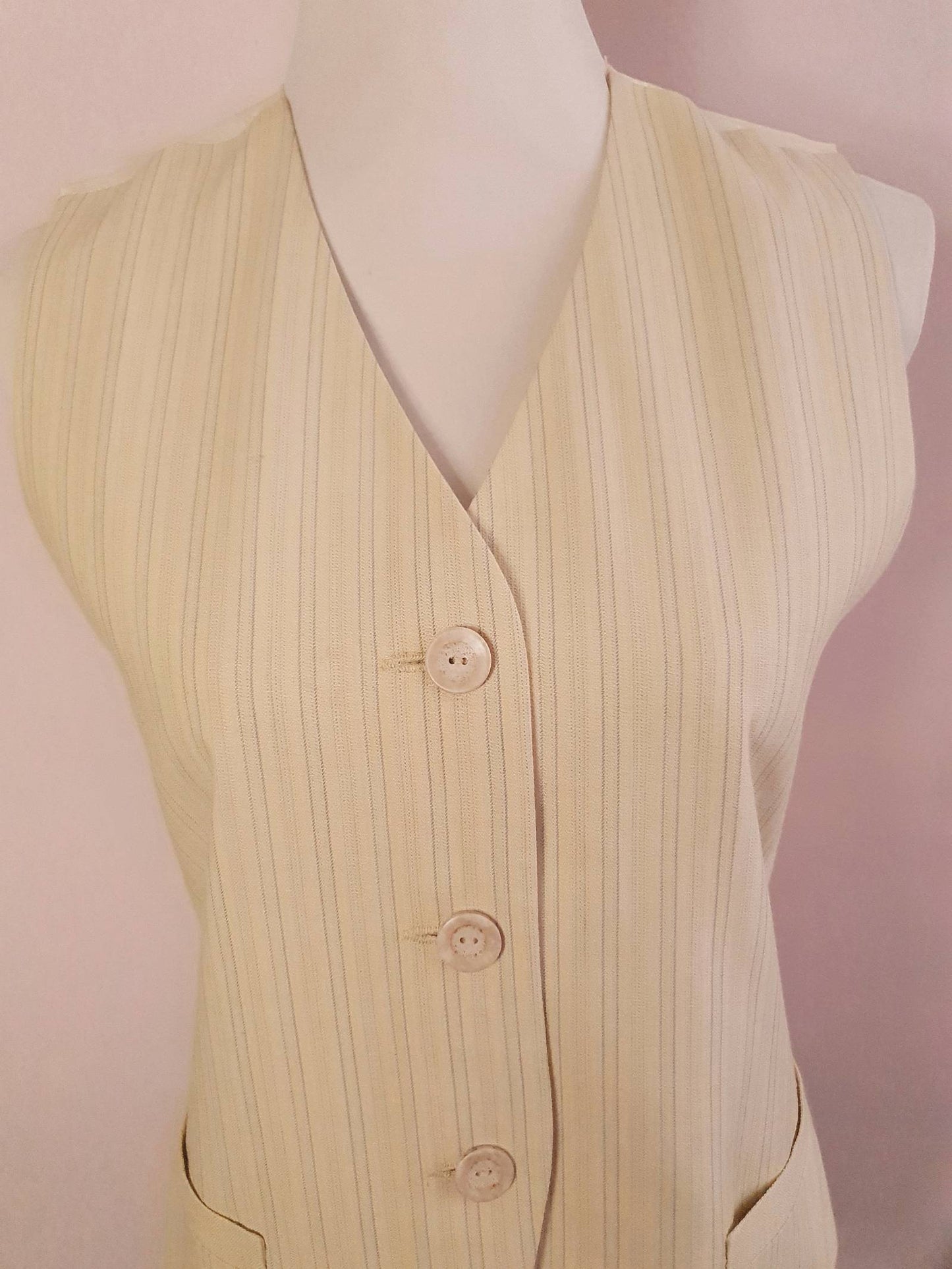 Cool Vintage 1990s Striped Yellow Waistcoat vest - Size 8/10
