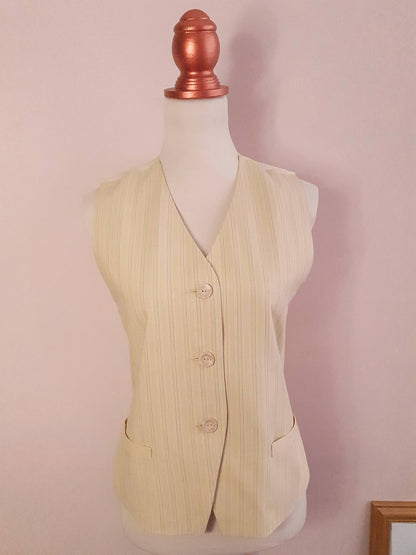 Cool Vintage 1990s Striped Yellow Waistcoat vest - Size 8/10