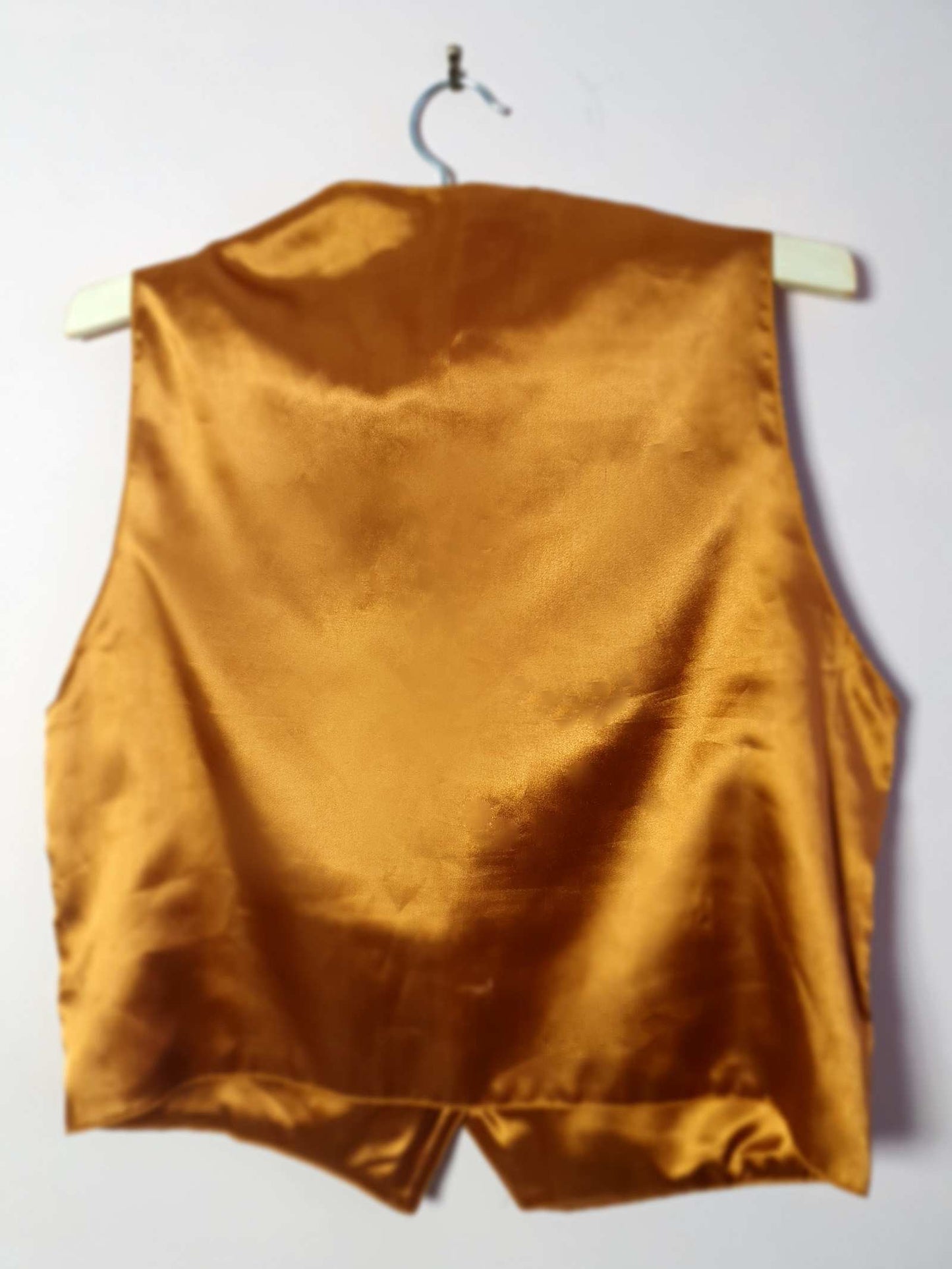 Vintage 1980s Suede Leather Waistcoat Vest Golden Tan - Size 14