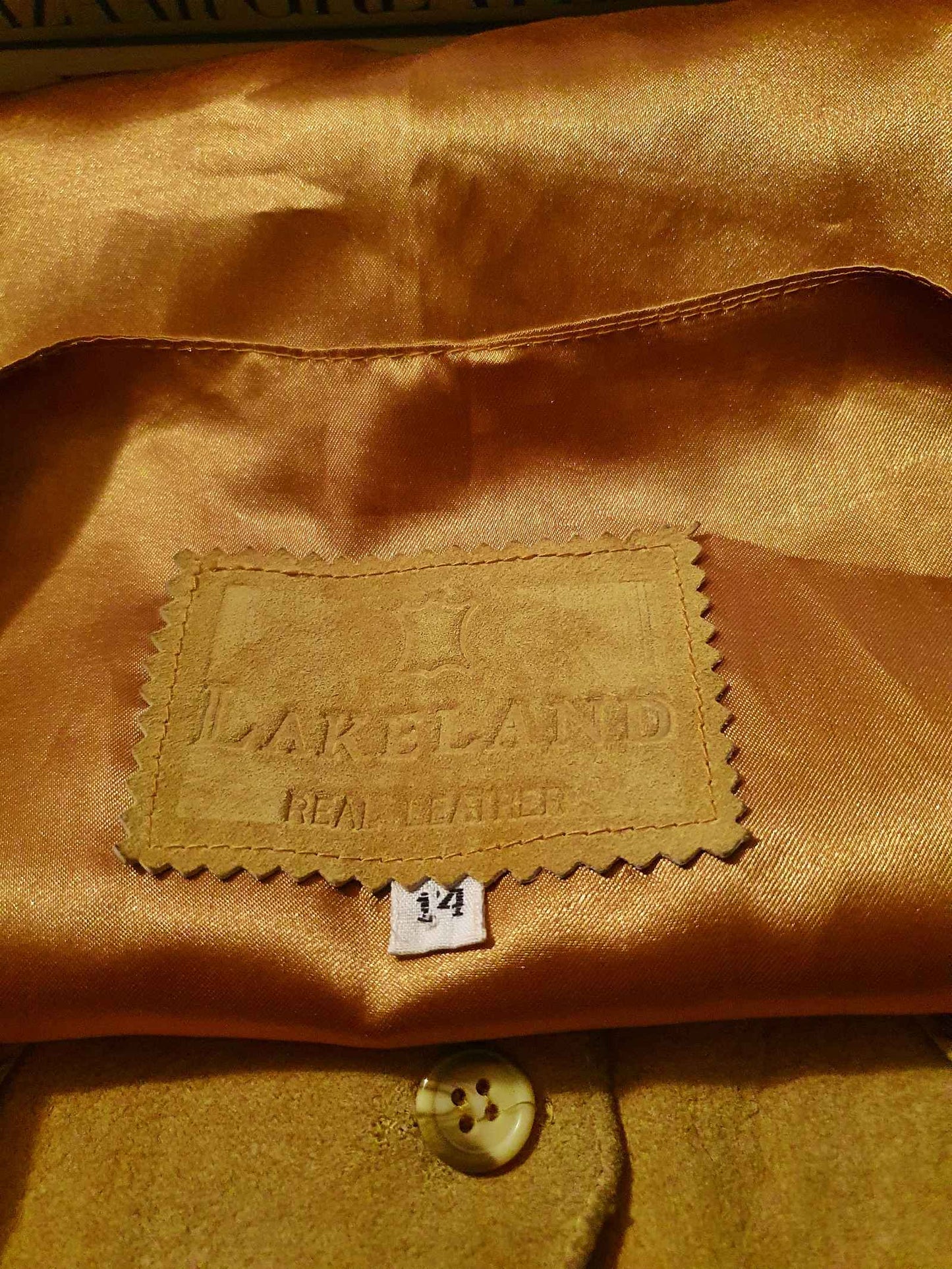 Vintage 1980s Suede Leather Waistcoat Vest Golden Tan - Size 14