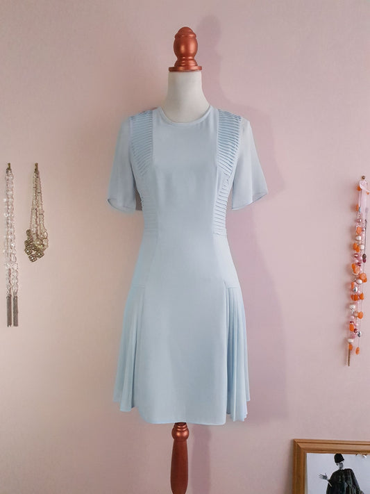 Pretty Pre-Loved Pale Blue Chiffon Dress - Size 8