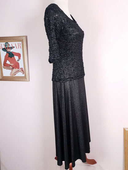 Pre-Owned Joseph Ribkoff Black Glittery Slinky Party Dress - 12/14