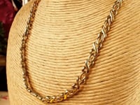 Vintage 1980s Chain Link Choker Necklace Gold-Tone