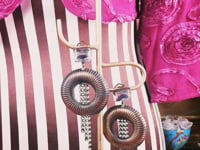 Vintage 1950s Circle Dangle Drop Rhinestone Earrings - Clip-On