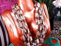 Vintage 90s Abalone Boho Necklace  - Five Strand Bohemian