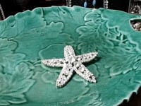 Vintage 1950s Clear Rhinestone Starfish Brooch - Mid-Century