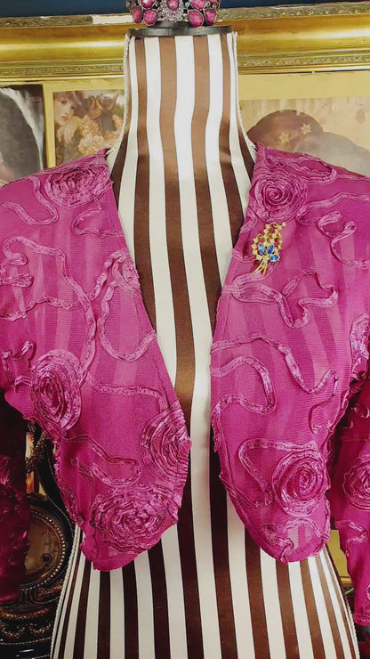 Vintage 1940s Blue Rhinestone Floral Brooch Flower Sprig Gold Tone