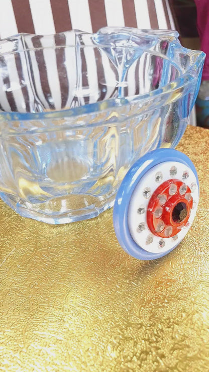 Vintage 1950s Rhinestone Lucite Brooch Red White Blue Retro - Rare