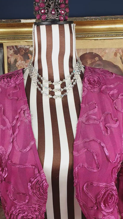 Vintage 1960s Aurora Borealis Crystal Necklace Three Strand AB