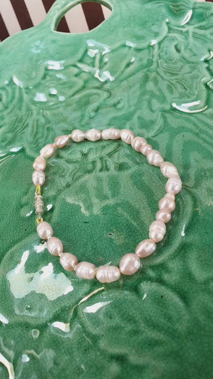 Vintage 1970s Pink Freshwater Pearl Bracelet