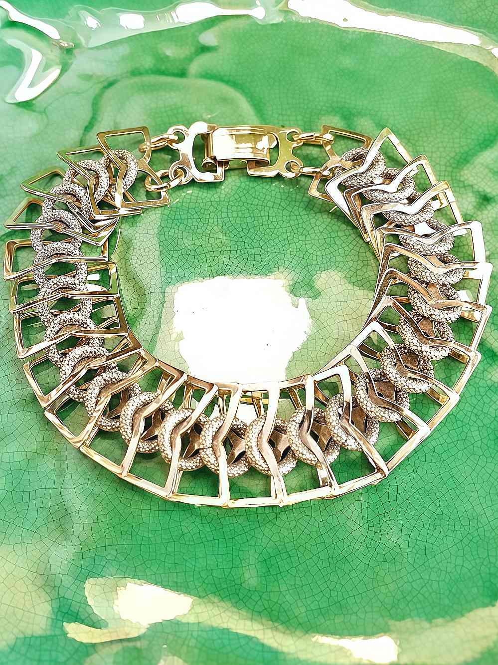 Vintage 1950s Gold-Tone Metal Link Bracelet - Mid-Century Modern Retro MCM