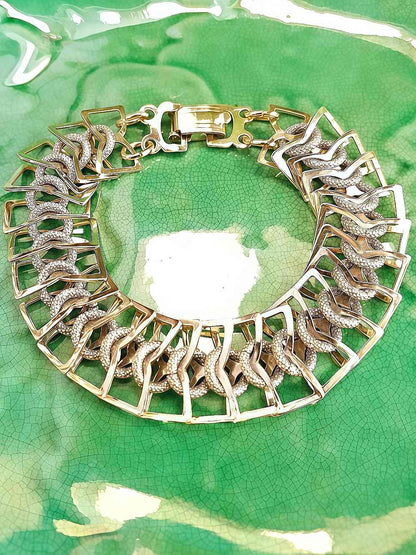 Vintage 1950s Gold-Tone Metal Link Bracelet - Mid-Century Modern Retro MCM