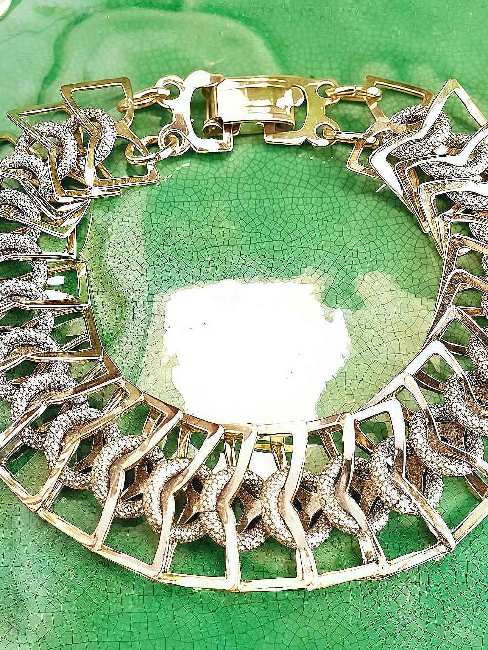 Vintage 1950s Gold-Tone Metal Link Bracelet - Mid-Century Modern Retro MCM