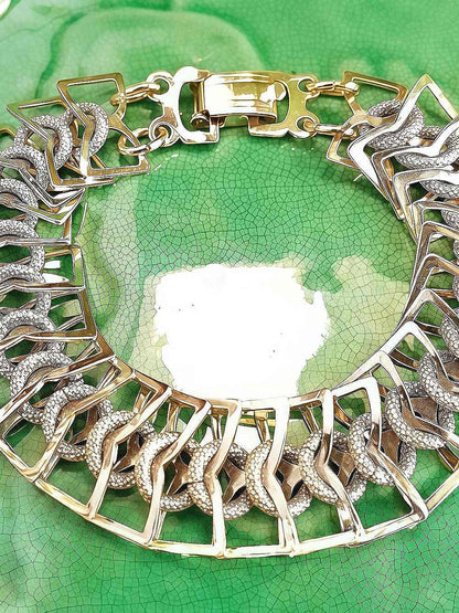 Vintage 1950s Gold-Tone Metal Link Bracelet - Mid-Century Modern Retro MCM