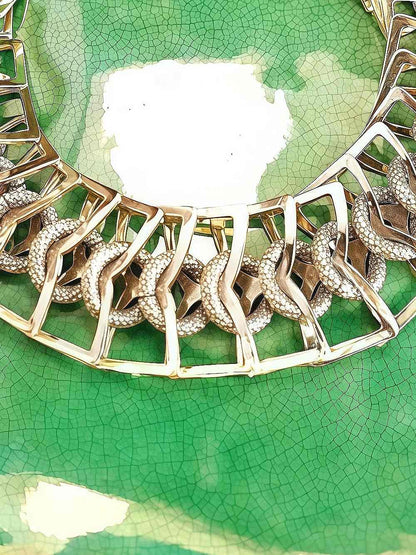 Vintage 1950s Gold-Tone Metal Link Bracelet - Mid-Century Modern Retro MCM