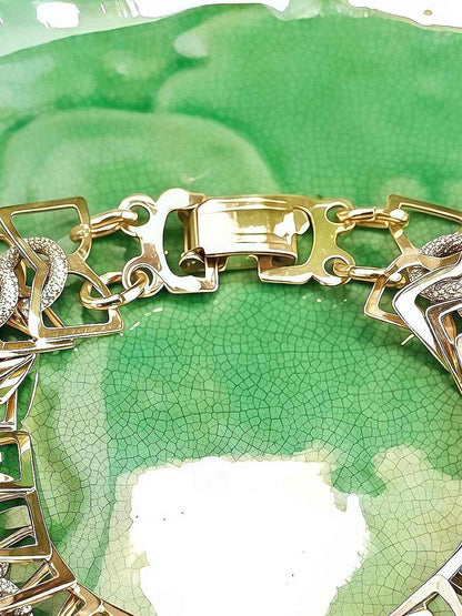 Vintage 1950s Gold-Tone Metal Link Bracelet - Mid-Century Modern Retro MCM