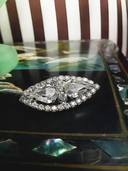 Vintage 1960s Clear Rhinestone Brooch