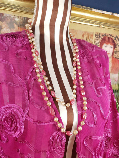 Vintage 1930s Pink Glass Bead Long Necklace Art Deco
