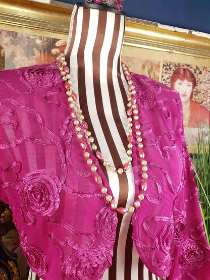 Vintage 1930s Pink Glass Bead Long Necklace Art Deco