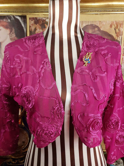 Vintage 1940s Blue Rhinestone Floral Brooch Flower Sprig Gold Tone