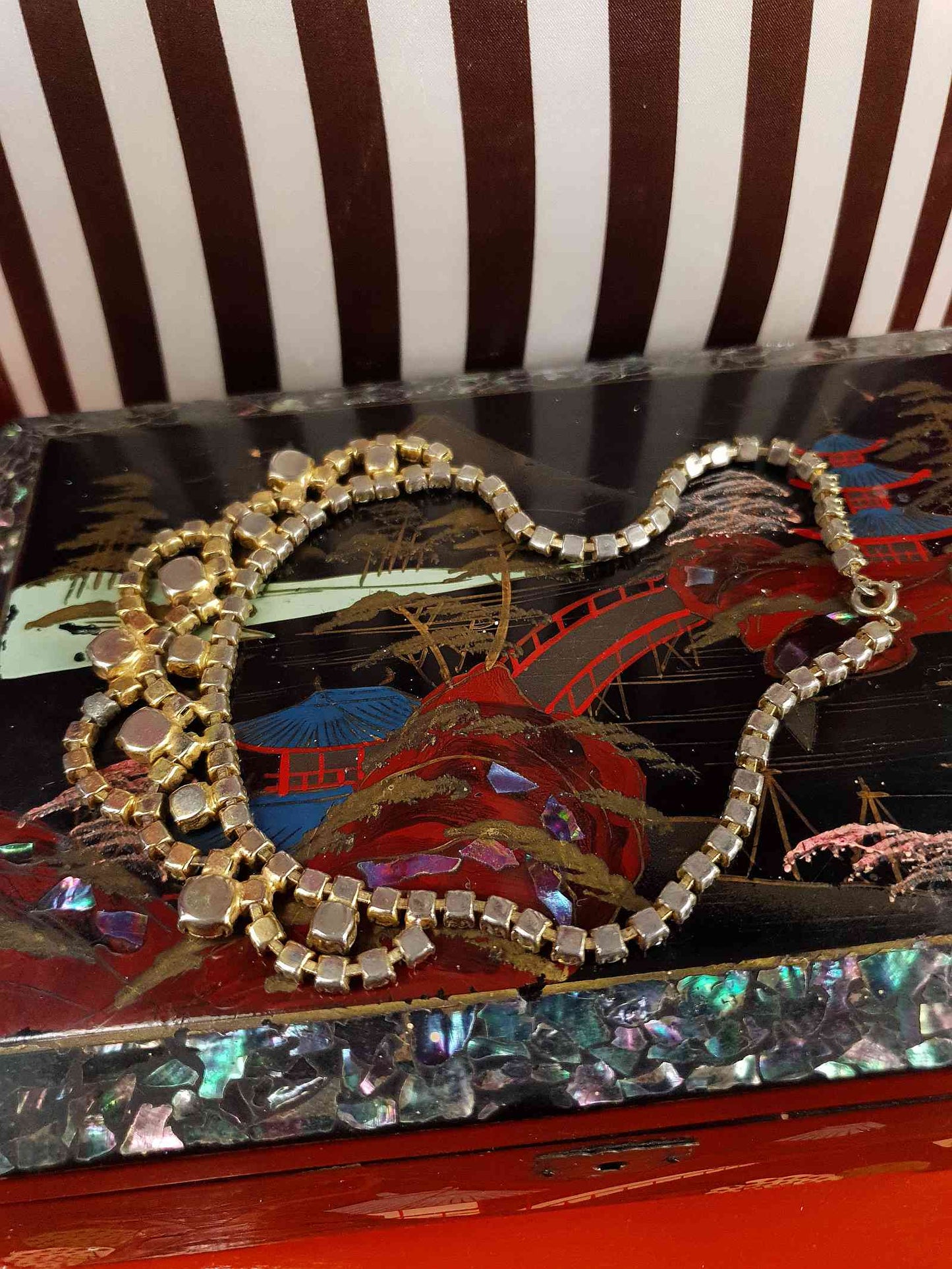 Vintage 1940s Blue Rhinestone Necklace Choker