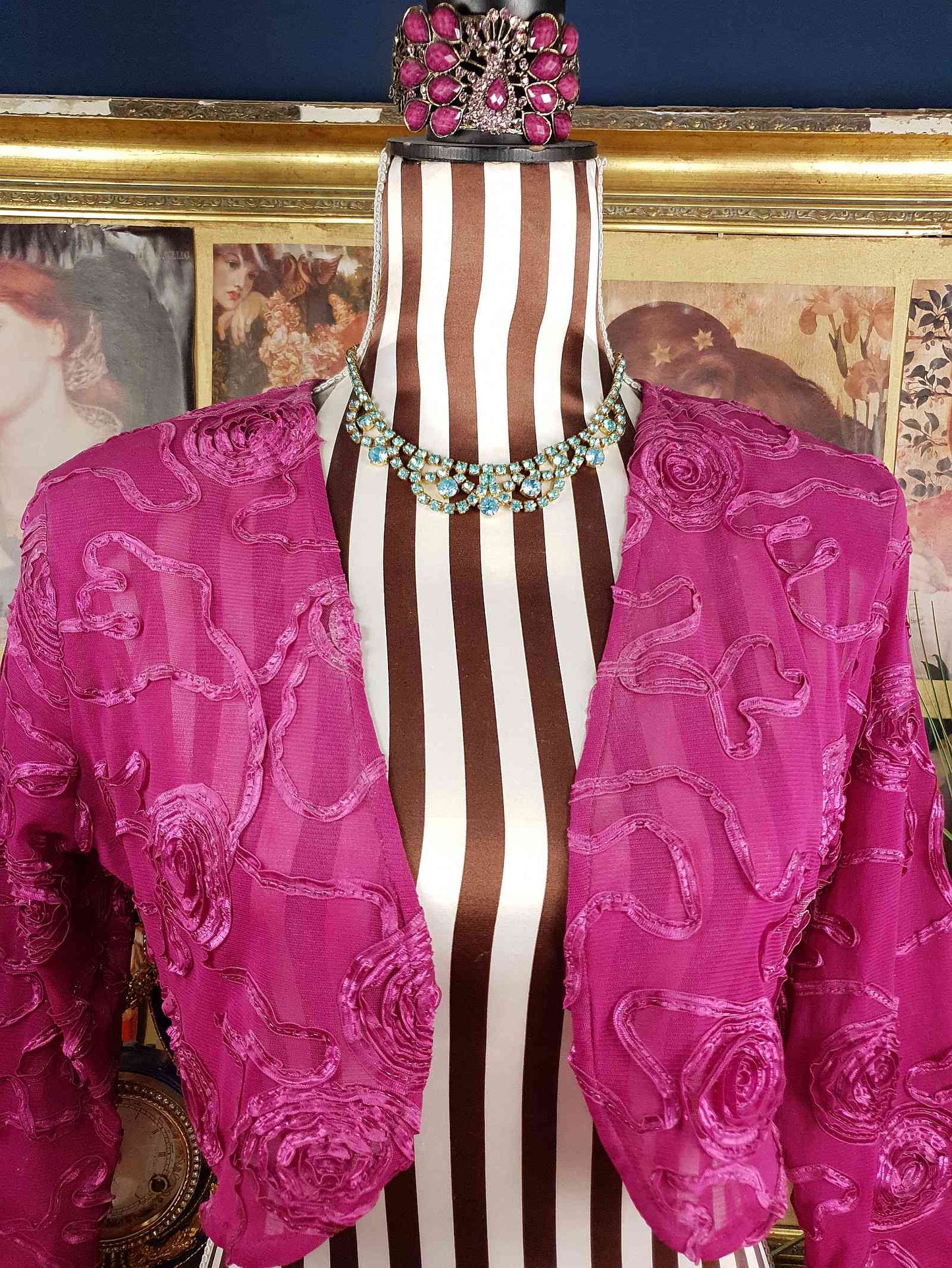 Vintage 1940s Blue Rhinestone Necklace Choker