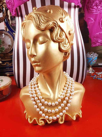 Vintage 1940s Resin Cream Pearl Necklace 45" - Single Strand Hand Knotted Pearls