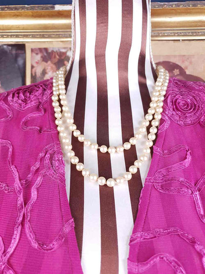 Vintage 1940s Resin Cream Pearl Necklace 45" - Single Strand Hand Knotted Pearls