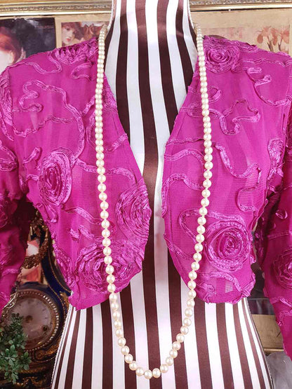 Vintage 1940s Resin Cream Pearl Necklace 45" - Single Strand Hand Knotted Pearls