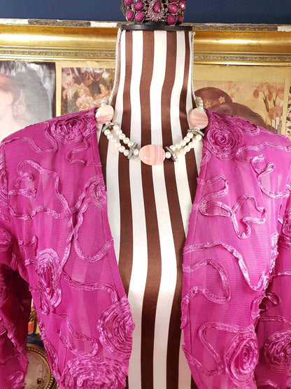 Vintage 1950s Pink Agate Glass Pearl Necklace Choker Mid-Century