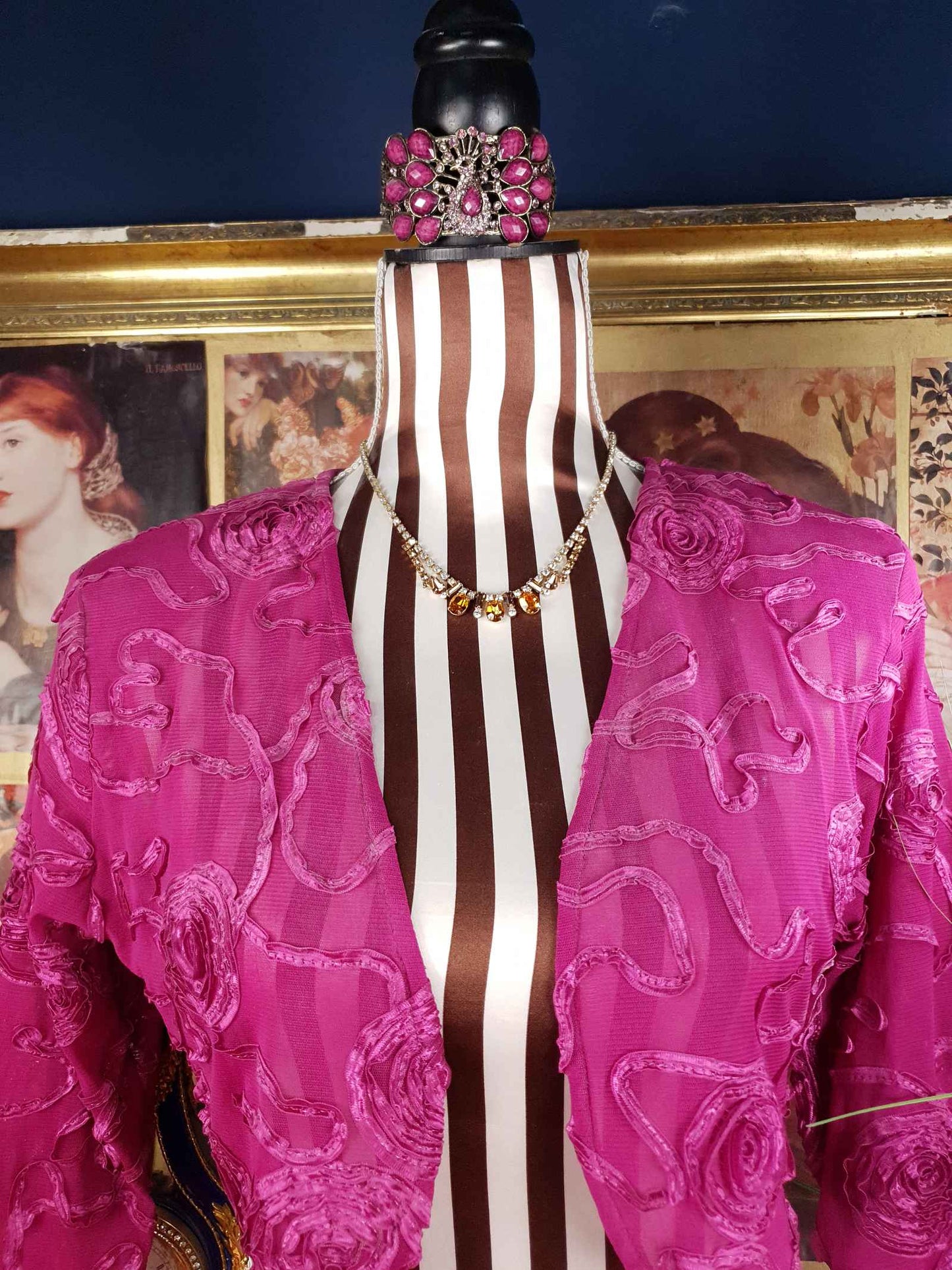 Vintage 1950s Amber Clear Glass Rhinestone Necklace Choker