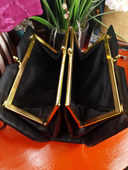 Vintage 1950s Black Patent Handbag Carry Tote