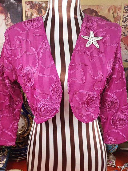 Vintage 1950s Clear Rhinestone Starfish Brooch - Mid-Century