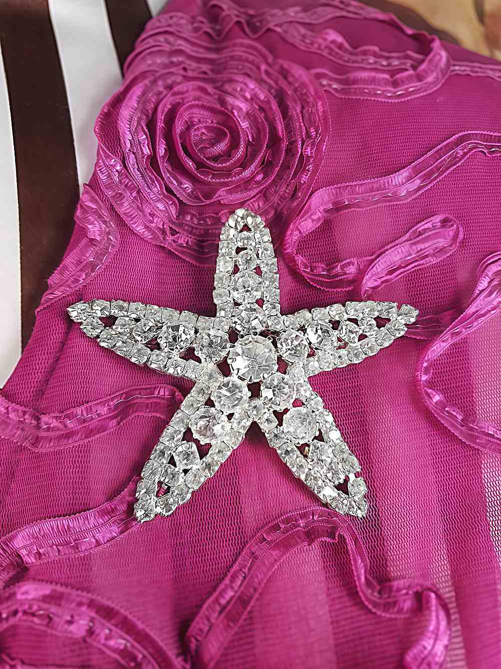 Vintage 1950s Clear Rhinestone Starfish Brooch - Mid-Century