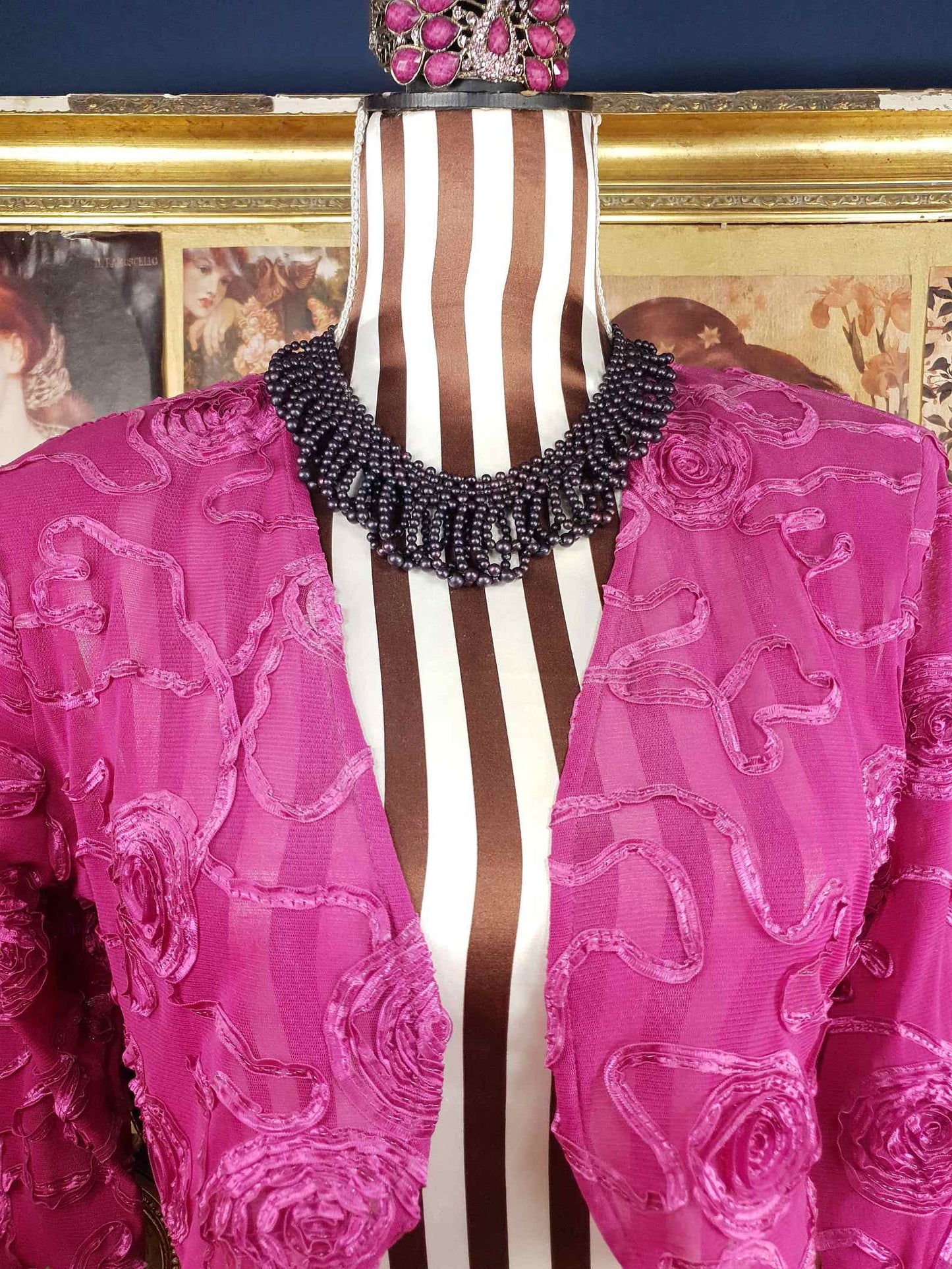 Vintage 1950s Purple Bead Collar Necklace Mid-Century