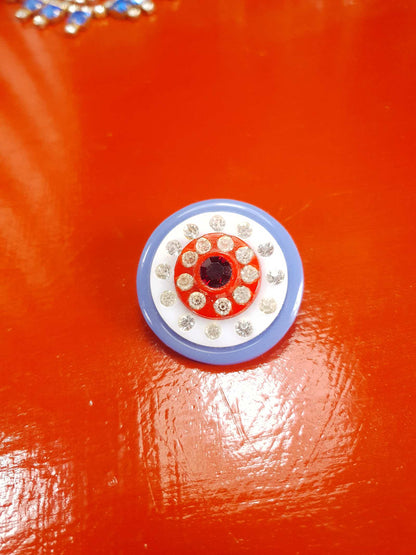 Vintage 1950s Rhinestone Lucite Brooch Red White Blue Retro - Rare