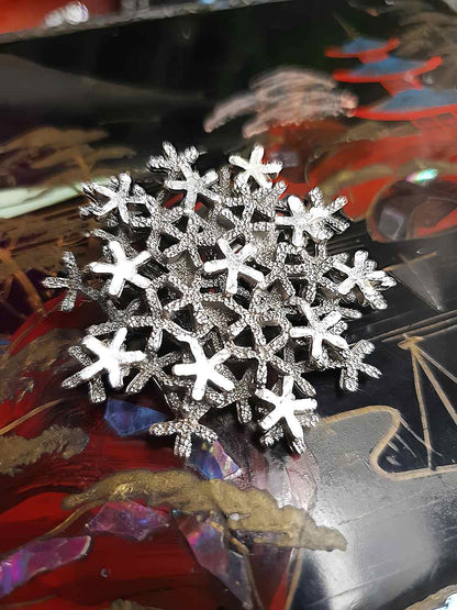 Vintage 1950s Mid-Century Snowflake Brooch - Silver-Tone