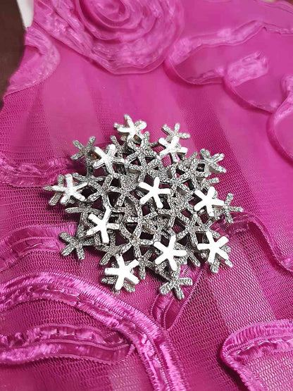 Vintage 1950s Mid-Century Snowflake Brooch - Silver-Tone