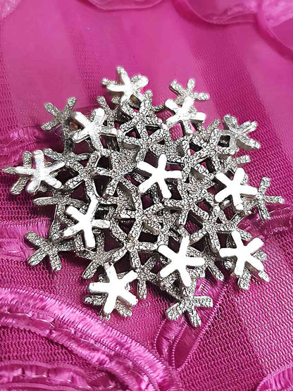 Vintage 1950s Mid-Century Snowflake Brooch - Silver-Tone