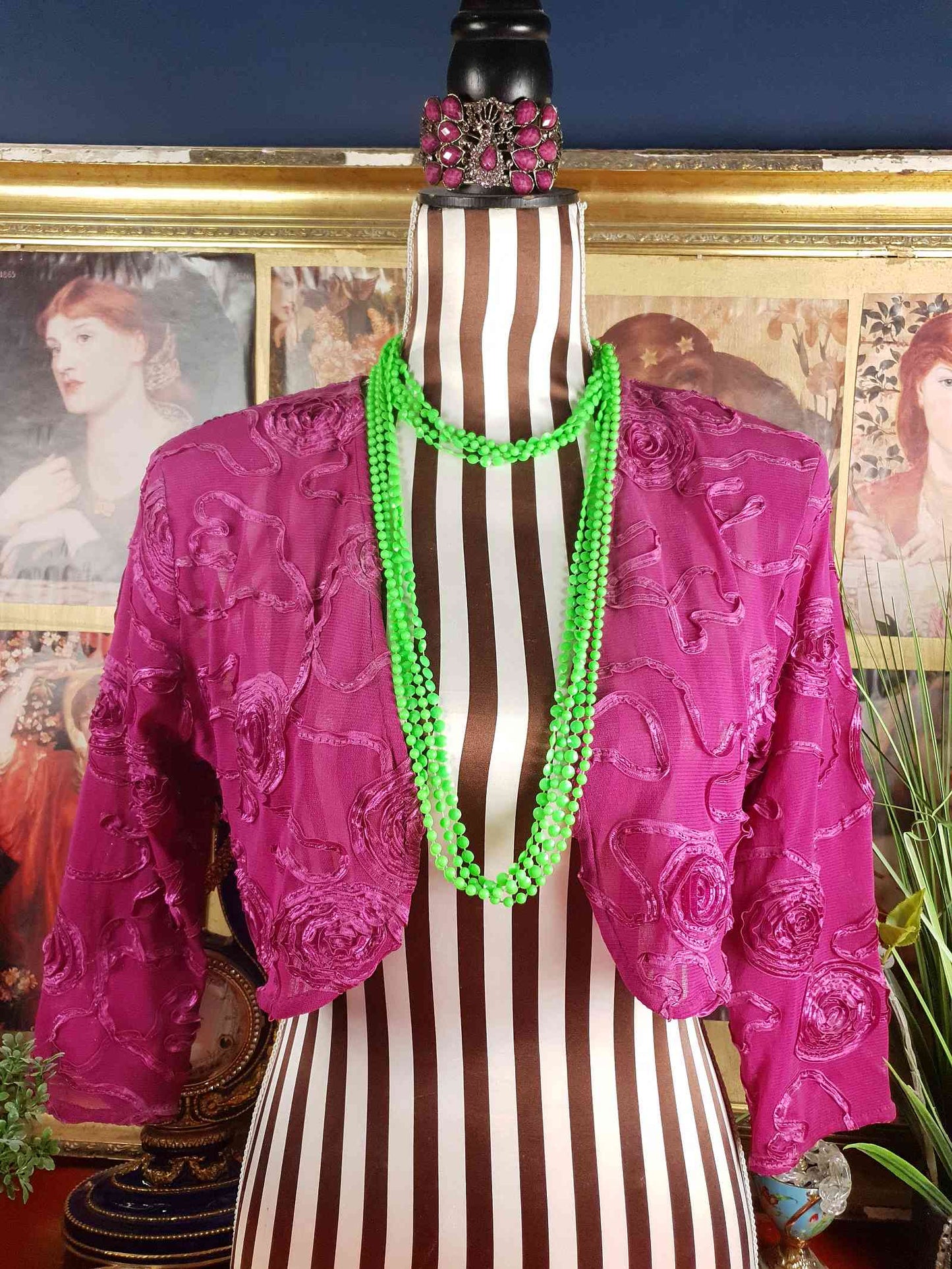 Vintage 1960s Lime Green Mod Long Necklace - Hong Kong Signed