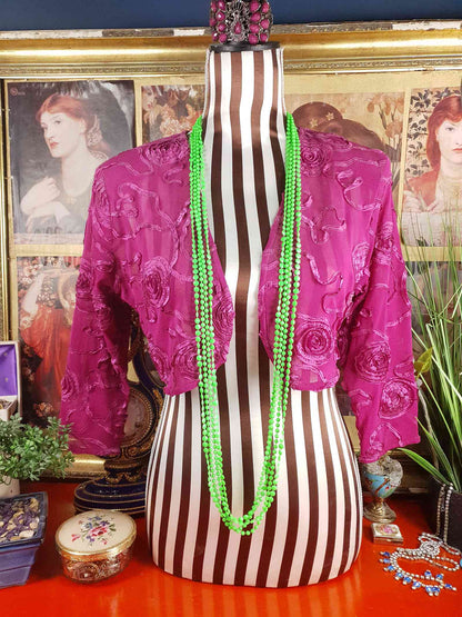 Vintage 1960s Lime Green Mod Long Necklace - Hong Kong Signed