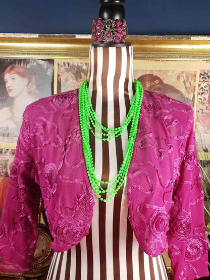 Vintage 1960s Lime Green Mod Long Necklace - Hong Kong Signed