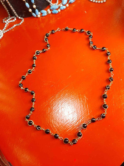 Vintage 1960s Black Glass Bead Necklace